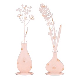 levandeo Set of 2 Metal Flower Dusky Pink Decorative Stand Table Decoration Shabby Chic Vintage Spring Figure Home Decoration