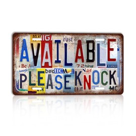 TREEPERI Vintage License plate Available Please Knock Wall Decor Metal Sign Tin Signs for Door