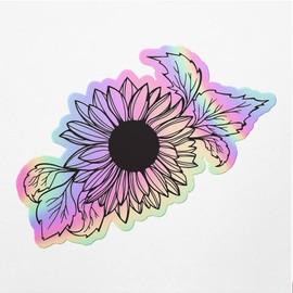 Holographic Decal Stickers of Sunflower Illustration 5 Premium Waterproof Vinyl Decal Stickers for Laptop Phone Accessory Helmet Car Window Mug Tuber Cup Door Wall Decoration ANDVER3604400HO