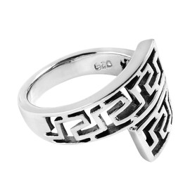 Unique Twist Wrap Greek Key .925 Sterling Silver Ring