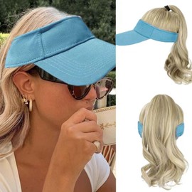 WUODHTW Hat Wig for Women Baseball Cap Wig with Curly Synthetic Hair Extensions Ponytail Cap wig Sun Hat with Hair