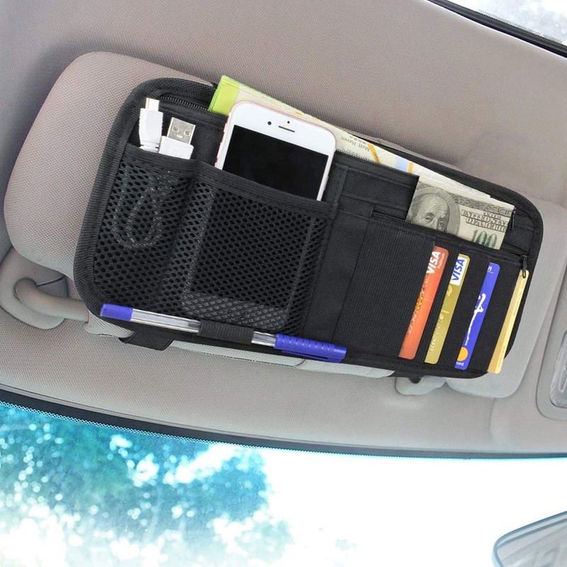 LIVANS Car Sun Visor Organizer, Vehicle Visor Storage Pouch, Auto