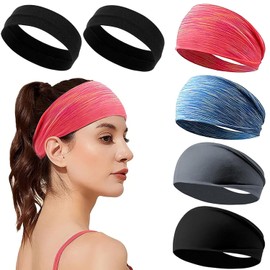 ANNIEMOOM Bandas para el Cabello Deportivas, 6 Piezas Diademas Ejercicio Bandas Elásticas para Hombre y Mujer, Headband Absorbe El Sudor, Secado Rápido, Transpirable para Correr, Ciclismo, Yoga