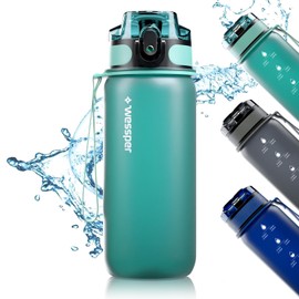 Wessper Tritan Water Bottle 500 ml Mint Water Bottle with Time Marking BPA-Free Leak-Proof Sports Bottle for Bicycle School Children Hiking Sports Water Bottle Fitness Bottle Dishwasher Safe