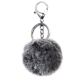 Unpafcxddyig Pom Pom Keychain Artificial Fur Ball Keychains Fluffy Tote Pendant Car Bag Charm,black a