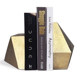 Ambipolar - Sujetalibros Decorativos de Hierro Fundido Dorado para Libros Pesados, sujetalibros Abstractos para estanterías, computadora de Oficina, decoración de Sala de Estar
