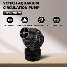 YCTECH Aquarium Wave Maker Pump: 6W 1056GPH 360°Adjustable Power Head Fish Tank Circulation Pump with Magnet Suction Base for Freshwater | Saltwater Black