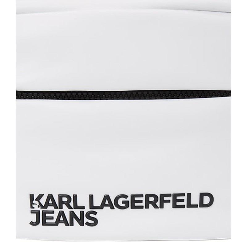Karl Lagerfeld Jeans Men's Essential Nylon Crossbody Cross Body, White,