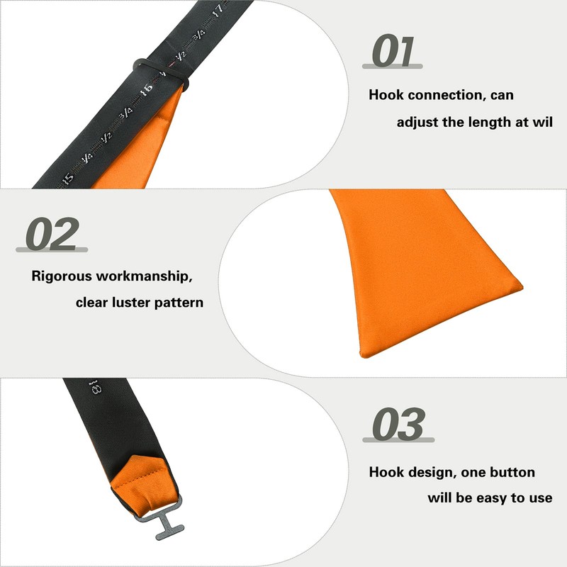 PenSee Mens Solid Orange Bowtie Woven Self Tie Bow Ties
