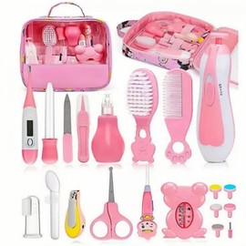 Set de cuidado para bebé de 20 piezas, set para el cuidado del cabello y las uñas para el cuidado diario（Rosa）