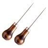 2 Pcs Wooden Handle with Gourd Shape Awl Tool Alloy,Leather