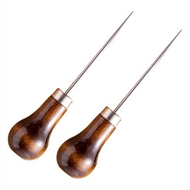 2 Pcs Wooden Handle with Gourd Shape Awl Tool Alloy,Leather Sewing Bradawl Tool,Professional Awl Tool Punch Sharp,Awl Tool for Leather Craft,Sewing Crafting,DIY Handmade Maker Tool
