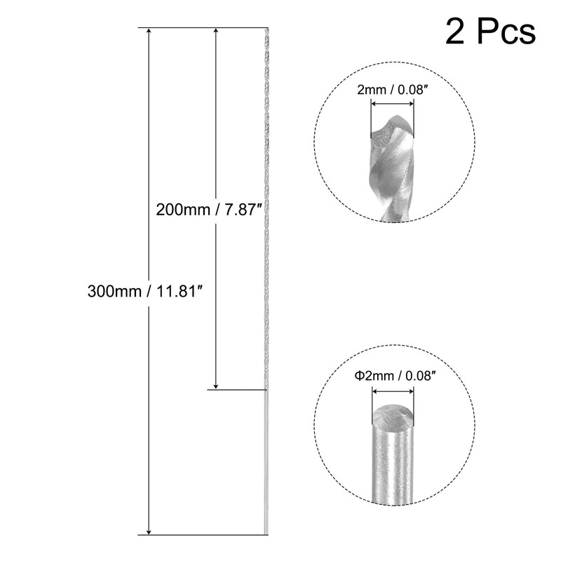 sourcing map 2 x HSS twist drills (high-speed steel) extra