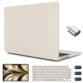 CISSOOK Compatible with MacBook Air 13.6 inch Case 2025 2024 2023 2022 Release M4 M3 M2 Chip, Plastic Hard Shell Case & Keyboard Cover for MacBook Air 13 A3240 A3113 A2681, Beige