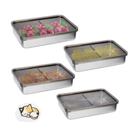 DIBALIYI 4 Pcs Cheese Container for Refrigerator, 304 Stainless Steel Airtight Deli Meat Storage Containers with Lids, Dishwasher Safe Food Container for Fridge with Sponge Wipe