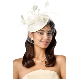 BABEYOND Fascinator Hat Veil Feather Fascinators Hair Clip Tea Party Pillbox Hat Knot Fascinator Bridal Wedding Veil
