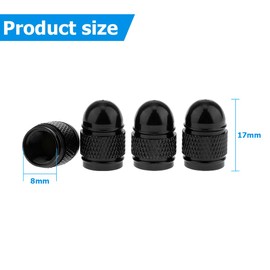 CGEAMDY Pack of 8 Car Valve Caps Cover, Car Valve Aluminium Caps, Car Tyre Bullet Valve Cap, Tyre Valve Dust Caps, Universal Replacement (Black)