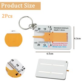 Lxtness Pack of 2 Tyre Tread Depth Gauge, Plastic Tyre Tread Depth Gauge, Portable Depth Gauge for Tyres, Tread Depth Gauge, Motorcycle, Vehicle, Car