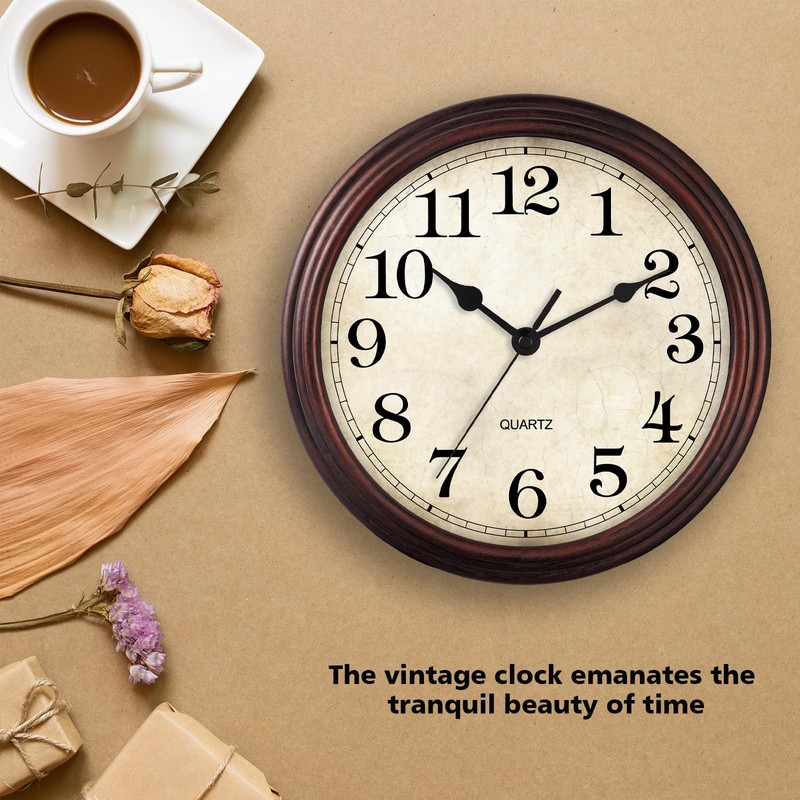 HYLANDA Wall Clock, 9 Inch Silent Non Ticking Classic Battery