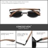 KINGSEVEN Walnut Wood Round Sunglasses Men Women Polarised Mirrored Stylish