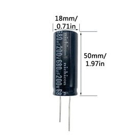 Cermant 2pcs 200V 680UF DIP Aluminum Electrolytic Capacitor 18x50mm(0.71x1.97in) for Industrial Electrical and Arduino etc.