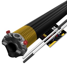 1.75" Garage Door Torsion Spring Replacement with Non-Slip Winding Bars for Right Side of Garage Door Black Cone - Heavy Duty Precision E-Coating 5-Year Warranty Minimum 30,000 Cycles (250x1.75x33)