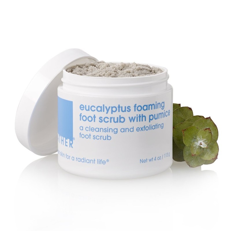 LATHER Eucalyptus Foaming Foot Scrub with Pumice Stone, 4 Ounce