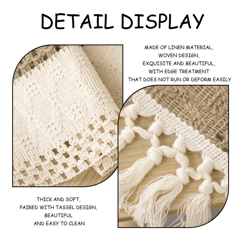 EPCDBBRT 1 Piece Woven Table Runner, Tassel Table Runner, Table