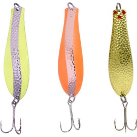 Doctor Spoons Orginal Fishing Lures 3 Pack - Made in USA - Saltwater & Freshwater - Premium Eagle Claw Hook - Walleye, Bass, Northern, Pike, Salmon, Trout, Striper & More - Casting, Jigging, Trolling