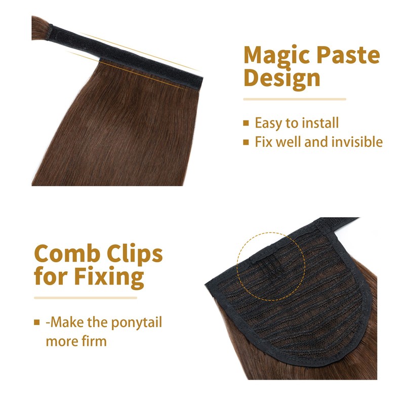 SEGO Ponytail Hair Piece, Extension Clip in Real Remy Hair