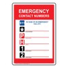 ComplianceSigns.com Emergency Contact Numbers 911 Label Decal, 5x3.5 inch 4-Pack