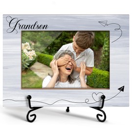 Grandson Picture Frame, 4x6 Picture Frame Wood, Grandma Grandpa Gifts from Grandson Grandchild, Grandparents Gifts, Picture Frame Gifts For Birthday Thanksgiving, Desk Decor Keepsake Photo Frame - 61