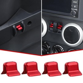 JeCar JK Window Switch Button Covers Aluminum Alloy Window Control Trims Fit for Jeep Wrangler JK 2007-2010 & Unlimited Sports Sahara Rubicon, Red