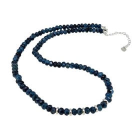 TreasureBay Handmade Womens Girls Beaded Gemstone Necklace - Natural Gemstones Healing Crystal Jewellery (Dark Blue Jade)