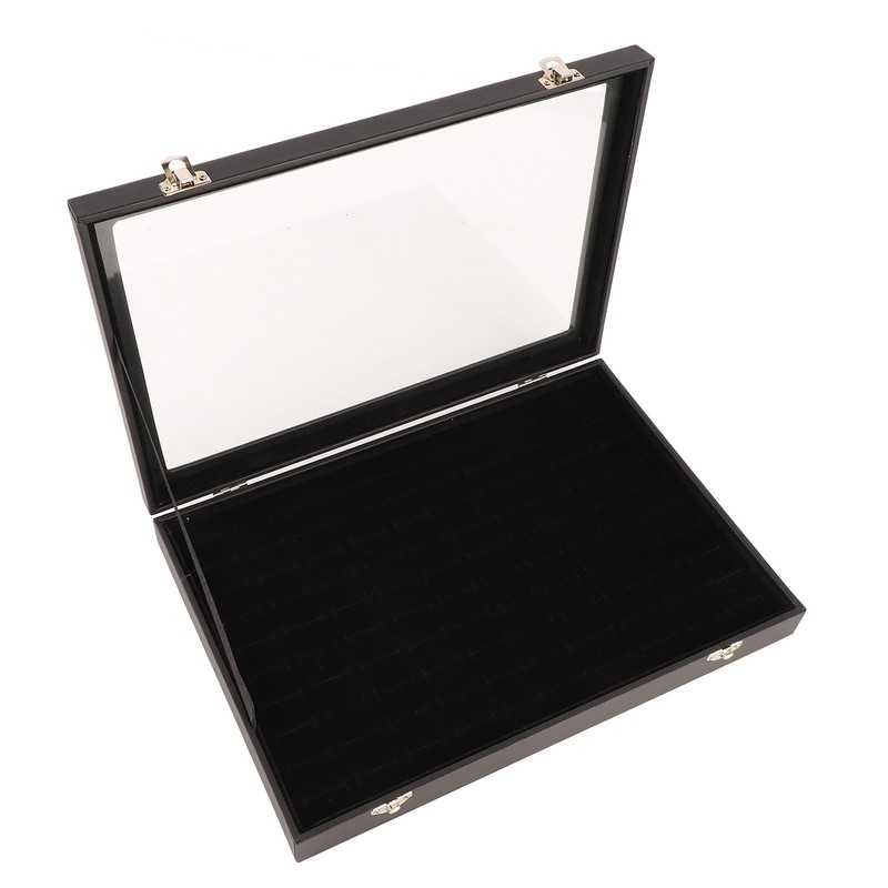 Ring Display Case Organizer with Transparent Lid 100 Slot Jewelry