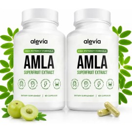 2pcs Alevia Amla 1000mg Extracto 60 Cápsulas Sin Sabor
