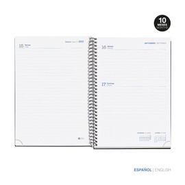 Miquelrius - Academic Diary 23-24 September 2023 to June 2024 Size 15 x 21.3 cm Page Navy Blue Spanish English