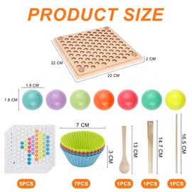 Cigrubo Brettspiele Clip Perlen Puzzle, Holzspielzeug Farben Sortieren, Regenbogen Puzzle Holz, Sortierspiel, Montessori Spielzeug, Kinder Vorschule Farben Sortier Stapelspielzeug, für ab 3 4 5 Jahre