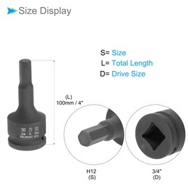 CoCud Hex Impact Bit Socket 3/4" Drive H12 CR-MO Steel Quick Change Hex Driver Socket Impact Bit Screwdriver Sockets Adapter - (Applications: for Fastening Screws), 1-Pieces