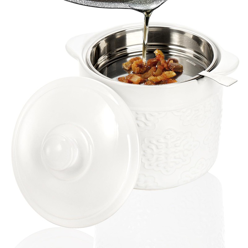 Lyellfe Ceramic Bacon Grease Container, 1.2L/40 Oz Oil Filter Pot