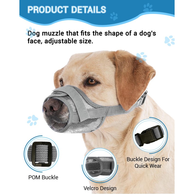 Dog Muzzle 2 Pack, Soft Mesh Breathable Muzzles for Small