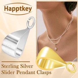 5PCS Sterling Silver Pendant Clasp for Necklace S925 Pinch Bails for Jewelry Making Pendant Slider Connectors with Open Loop Necklace Dangle Clip Bracelets Clasps DIY Charm Link Buckle (Gold)