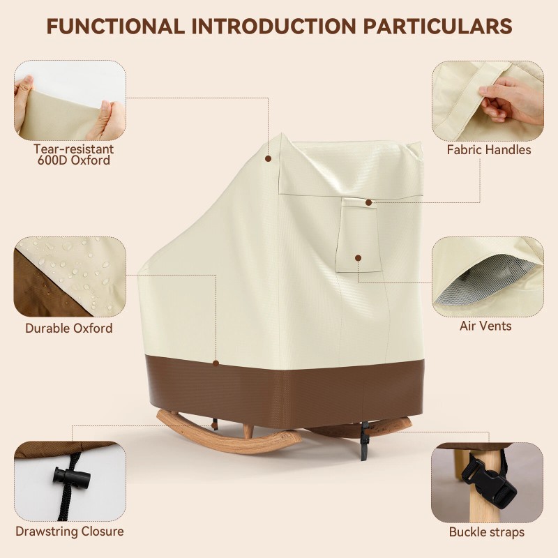 Artudatech Patio Rocking Chair Cover Rocking Chair Covers Fits Outdoor