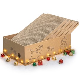 AGYM Cat Scratcher, 5 Packs in 1 Cardboard Box Cat Scratching Pad for Indoor Cats and Kitten, Cat Scratch Pad to Protect Furniture, Large Size