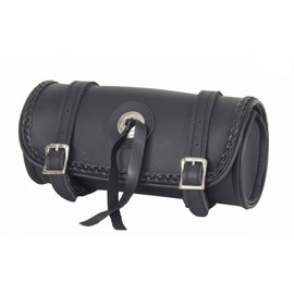 GARGOYLE BELLS Motorcycle Tool Bags with Shiny Studs & Concho Handlebar Bag Universal Motorcycle Fork Bag Saddlebags Sissy Bar Storage Tool Bag for Motorcycle (Black with Braid, 12")