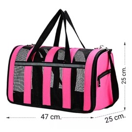 Laro Bolsa Jaula Transportadora Plegable Perro Gato Portatil Viaj Color Gris