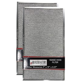 Air Filter Factory 9 x 19 x 0.37 Inches Range Hood Aluminum Mesh Grease Vent Filter 2-Pack