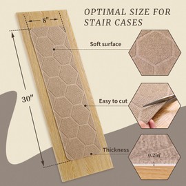 MATAHUM Stair Treads Non Slip, 15 Pack 8" * 30" Beige Stair Treads for Wooden Steps Indoor, Clipped and Assembled Stair Rugs for Kids Elders Dogs