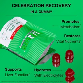 LiQure Gummies for Drinking, Feel Better After A Night Out, DHM, Milk Thistle, B Vitamins, Electrolytes, Plant-Based, 72 Gummies (24 Servings) - Post-Celebration Wellness