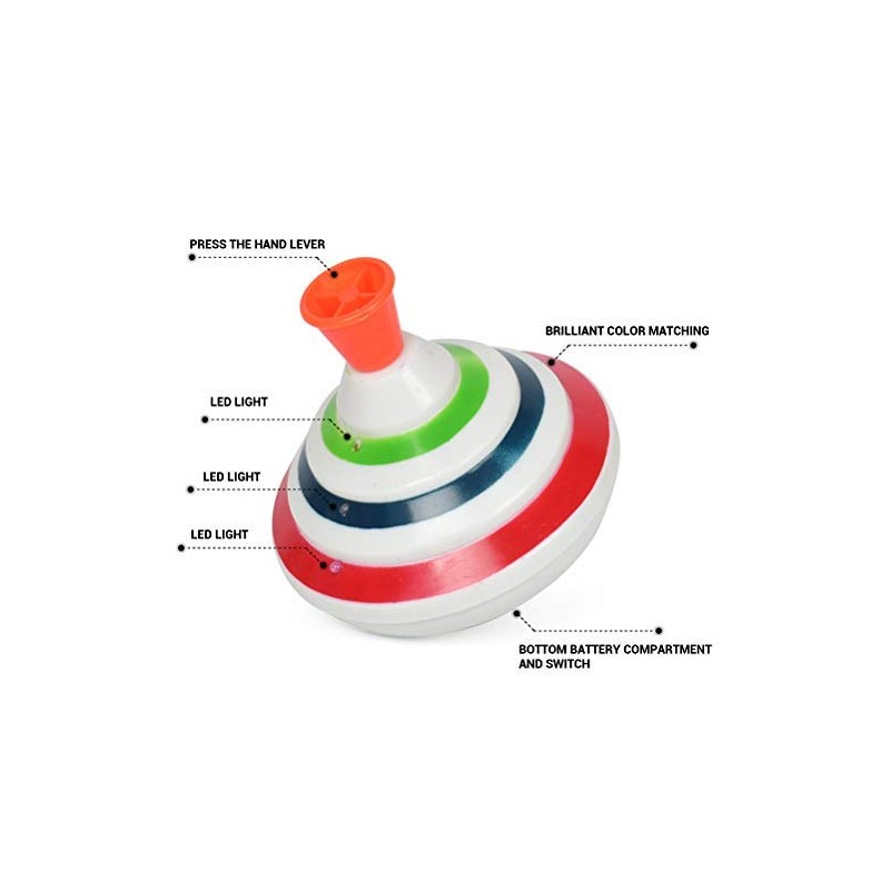 Push Down Spinning Top Toy with LED and Music Peg-top